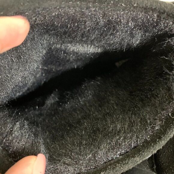 Nine West Suede Leather Booties Boots 9 Black Faux Fur Wedge Heel Round Toe - Picture 8 of 8